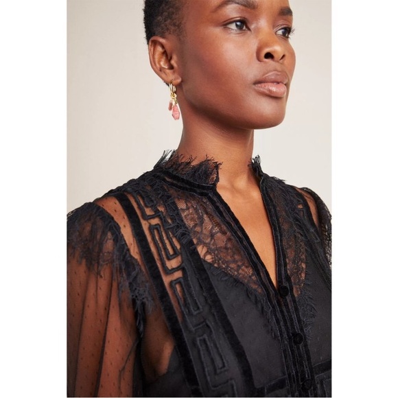 Anthropologie Holly Flocked Tunic Top Size XL Rare - Picture 2 of 15